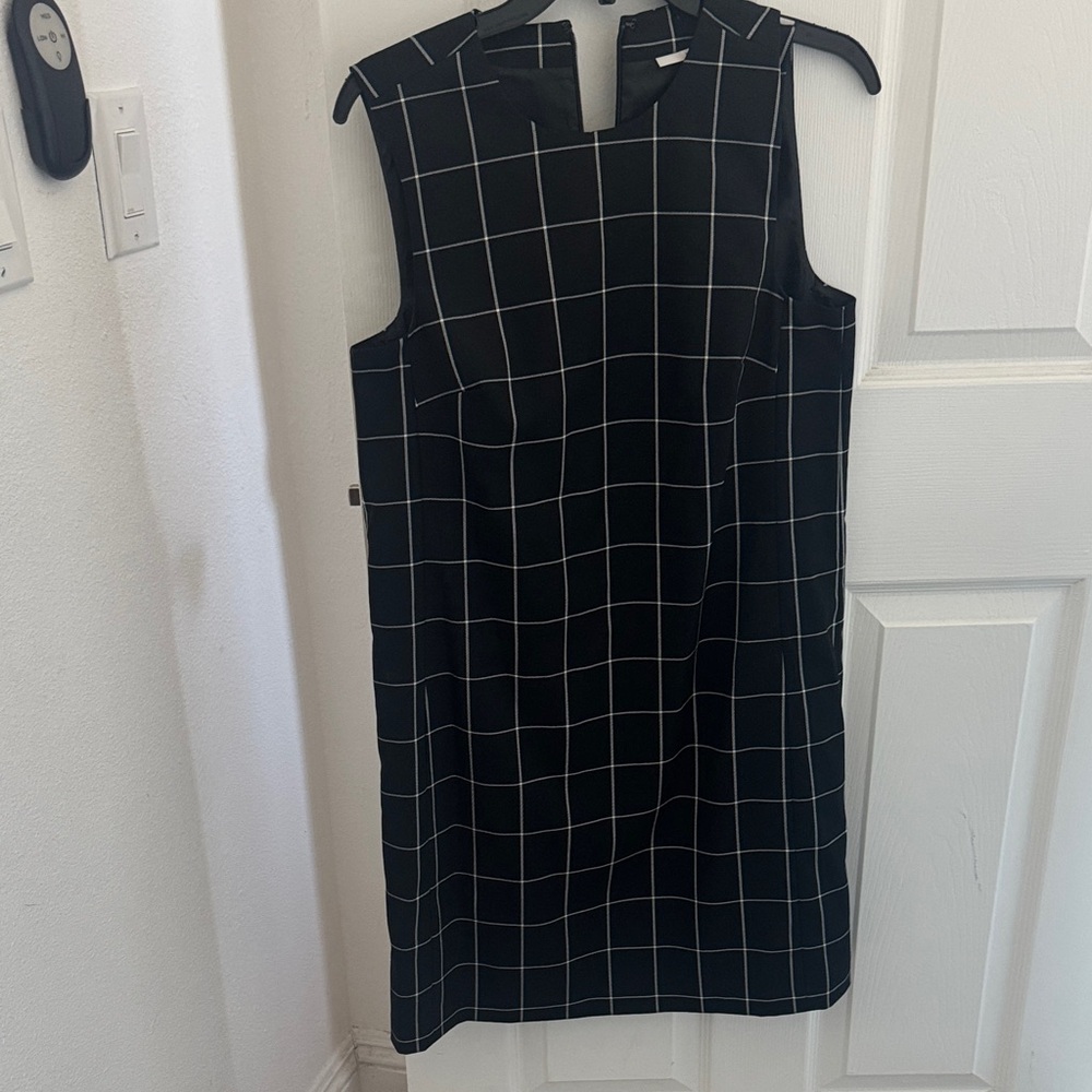 Halogen Black Grid Pattern Sleeveless Dress